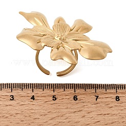 Flower 304 Stainless Steel Open Cuff Rings for Women&nbsp;RJEW-A091-22G