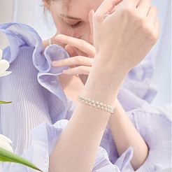 Shell Pearl Round Beaded Charm Bracelet&nbsp;BJEW-TA00219