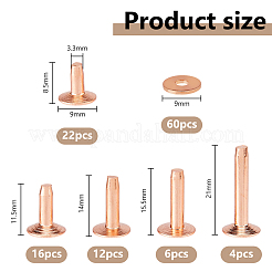 60Sets 5 Styles Brass Rivets&nbsp;KK-DC0005-04