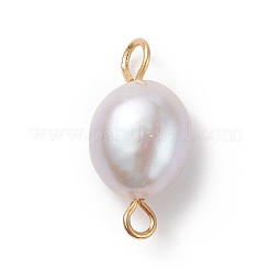 Potato Natural Cultured Freshwater Pearl Connector Charms&nbsp;PALLOY-JF01924