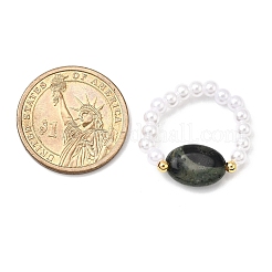 Natural Kambaba Jasper Bead Stretch Rings for Women&nbsp;RJEW-JR00915