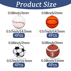 16Pcs 14 Styles All Kinds of Sports Balls Silicone Beads&nbsp;SIL-PA0001-32