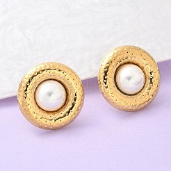 304 Stainless Steel Plastic Stud Earrings&nbsp;EJEW-D309-02G