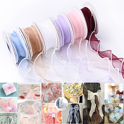1Roll 5 Yards ABS Pearl Edged Mesh Ribbon for Bowknot Making&nbsp;OCOR-YW0001-13A