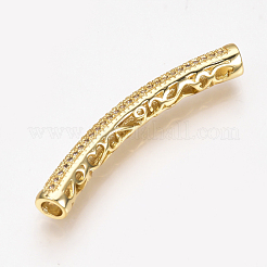 Brass Micro Pave Cubic Zirconia Tube Beads&nbsp;X-ZIRC-T004-75G