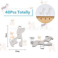 40Pcs 201 Stainless Steel Pendants&nbsp;STAS-DC0013-20