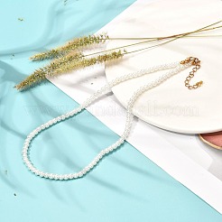 Vintage Painted Round Glass Pearl Beaded Necklace for Girl Women Mother&nbsp;NJEW-JN03665-01