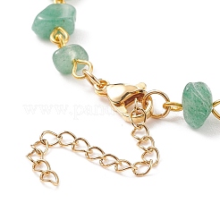 Gemstone Chips Beaded Anklet with 304 Stainless Steel Chains for Women&nbsp;X-AJEW-AN00497