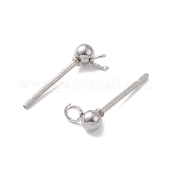 Non-Tarnish 304 Stainless Steel Ball Post Stud Earring Findings&nbsp;STAS-Z035-03P