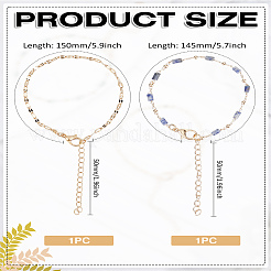 1 Set Natural Unakite Beads Bracelet & Dapped Chains Bracelet Set for Women&nbsp;BJEW-LP0004-06B
