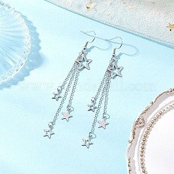 304 Stainless Steel Star & Moon Tassel Dangle Earrings for Women&nbsp;EJEW-JE06399