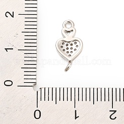 Brass Micro Pave Clear Cubic Zirconia Heart Connector Charms&nbsp;KK-H527-03B-P