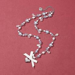 Alloy Heart with Word Pendant Necklace&nbsp;NJEW-FZ00004-13