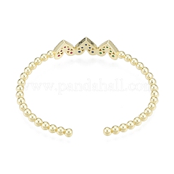 Cubic Zirconia Triple Heart Open Cuff Bangle&nbsp;BJEW-G651-09G-05