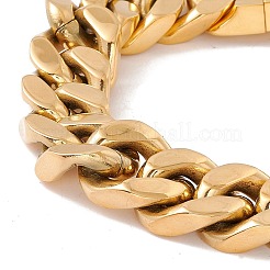 Ion Plating(IP) 304 Stainless Steel Curb Chains Bracelet for Women&nbsp;BJEW-E107-03G-02