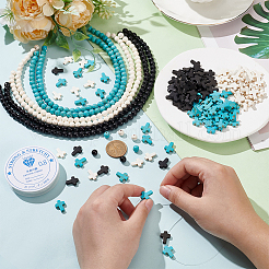 DIY Synthetic Turquoise Round & Cross Bracelets Making Kits&nbsp;DIY-NB0012-31