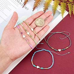 5Pcs 5 Colors Adjustable Nylon Cord Braided Bead Bracelets&nbsp;BJEW-SZ0001-24