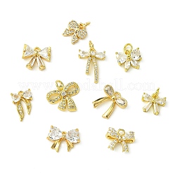 10Pcs 10 Styles Brass Micro Pave Clear Cubic Zirconia Charms&nbsp;KK-CJ0002-52