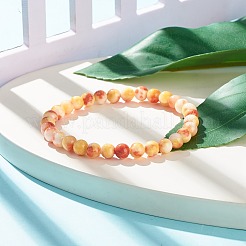 Natural White Jade Round Beaded Stretch Bracelet&nbsp;BJEW-JB07968-02