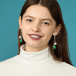 2 Pairs 2 Colors Rhinestone Star & Teardrop Dangle Stud Earrings&nbsp;EJEW-FI0001-24