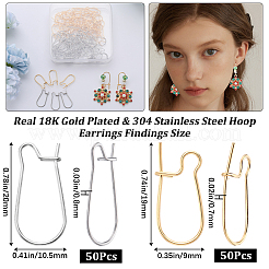 100Pcs 2 Styles 304 Stainless Steel & Brass Hoop Earrings Findings&nbsp;STAS-CN0001-47