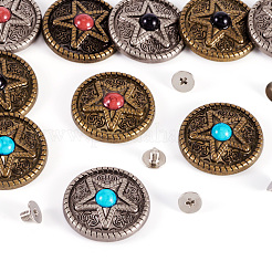12Pcs 6 Colors Zinc Alloy & Synthetic Turquoise Buttons&nbsp;BUTT-TA0001-18