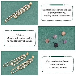 30Pcs 5 Colors 304 Stainless Steel Stud Earring Findings&nbsp;STAS-UN0023-07