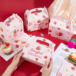 12Pcs Strawberry Printed Cardboard Candy Tote Boxes&nbsp;CON-WH0107-70