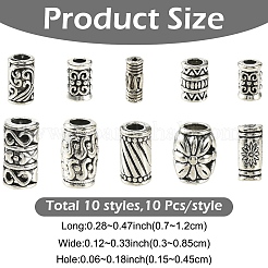 100Pcs 10 Styles Tibetan Style Alloy Beads&nbsp;FIND-YW0012-31