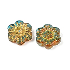 Baking Paint and Golden Metal Enlaced Glass Beads&nbsp;DGLA-T004-09J