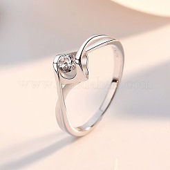 Brass Micro Pave Clear Cubic Zirconia Finger Rings&nbsp;FS-WG1B485-01