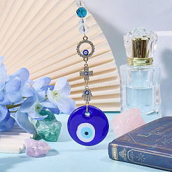 Glass Evil Eye & Alloy Rhinestone Car Pendant Decorations&nbsp;AJEW-GL0003-26