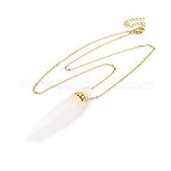 Natural Quartz Crystal Rock Crystal Bullet Shaped Perfume Bottle Pendant Necklaces&nbsp;G-B089-02G-01