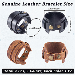 2Pcs 2 Colors Cowhide Cord Wide Cord Bracelets&nbsp;BJEW-CL0001-40