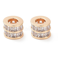 Brass Micro Pave Clear Cubic Zirconia Beads&nbsp;KK-U028-20G