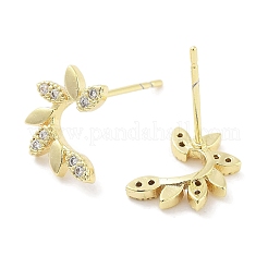 Brass Pave Clear Cubic Zirconia Stud Earring&nbsp;EJEW-S217-G09