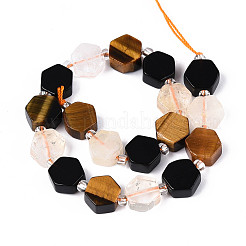 Natural Obsidian & Citrine & Tiger Eye Beads Strands&nbsp;G-N358-03A-05