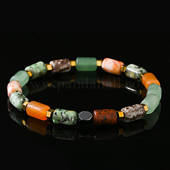 Column Natural African Turquoise(Jasper) & Red Aventurine & Flower Amazonite & Lava Rock Beads Stretch Bracelets for Men Women&nbsp;WC4994