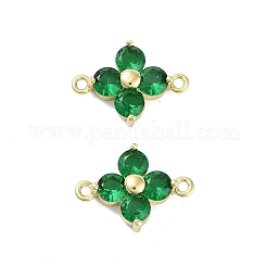 Rack Plating Brass Pave Cubic Zirconia Connector Charms&nbsp;KK-H474-20G