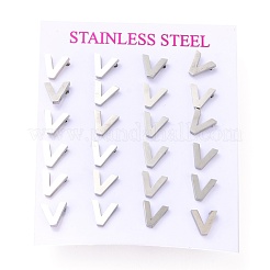 Tarnish Resistant 304 Stainless Steel Greek Alphabet Stud Earrings&nbsp;STAS-D007-07P-04