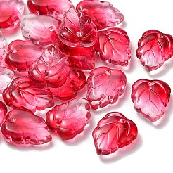 Autumn Theme Two-Tone Transparent Glass Charms&nbsp;GLAA-YW0001-53D