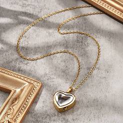 304 Stainless Steel Heart Urn Ashes Necklaces&nbsp;STAS-Z106-09G-03