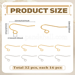 32Pcs 2 Styles 304 Stainless Steel Earring Hook Findings&nbsp;STAS-LP0004-06