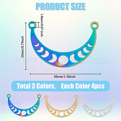 12Pcs 3 Colors Ion Plating(IP) 304 Stainless Steel Pendants&nbsp;STAS-FH0002-04