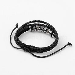 Adjustable Multi-strand Leather Cord Bracelets&nbsp;BJEW-D423-07A