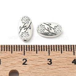 Oval with Flower Tibetan Style Alloy Beads&nbsp;X-TIBEB-1199-AS-LF