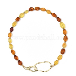Natural Amber Nuggets Beaded Necklaces with Brass Clasps&nbsp;NJEW-JN06309