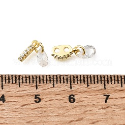 Brass 2-Loop Oval Spacer Bars with Clear Teardrop Cubic Zirconia Tassel&nbsp;KK-Z156-07G