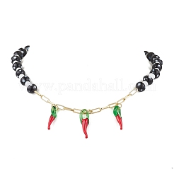 Handmade Lampwork Mushroom & Hot Pepper Pendant Necklaces&nbsp;NJEW-JN05142
