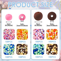 800Pcs 8 Colors Frosted Opaque Acrylic Beads&nbsp;OACR-TA0001-51